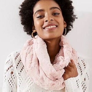 LOFT Soft Pink Faux Fur Rosette Infinity Scarf